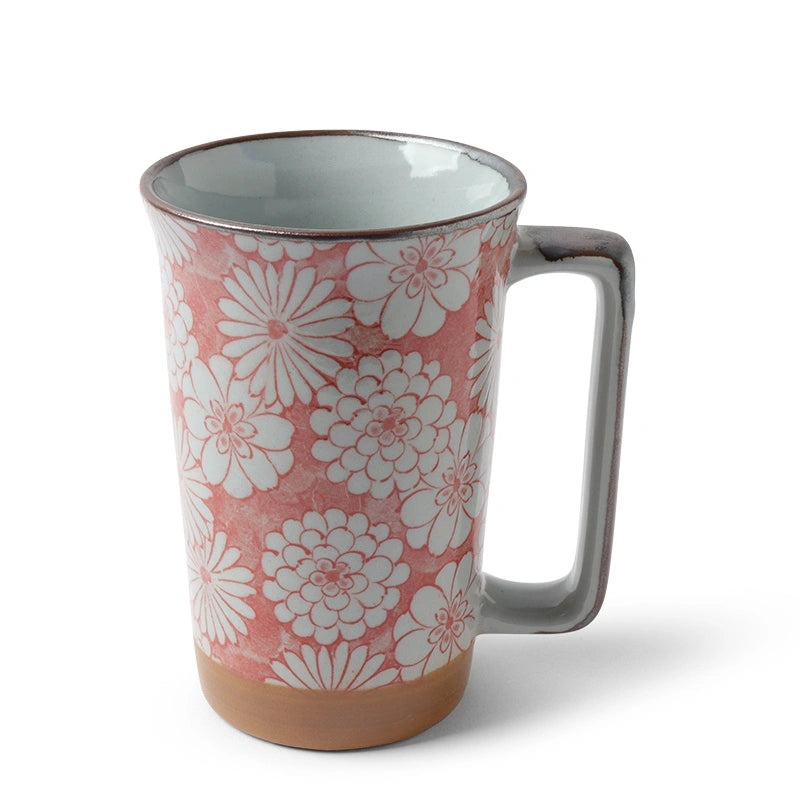 Tall Mug Red Mums, 12 oz.